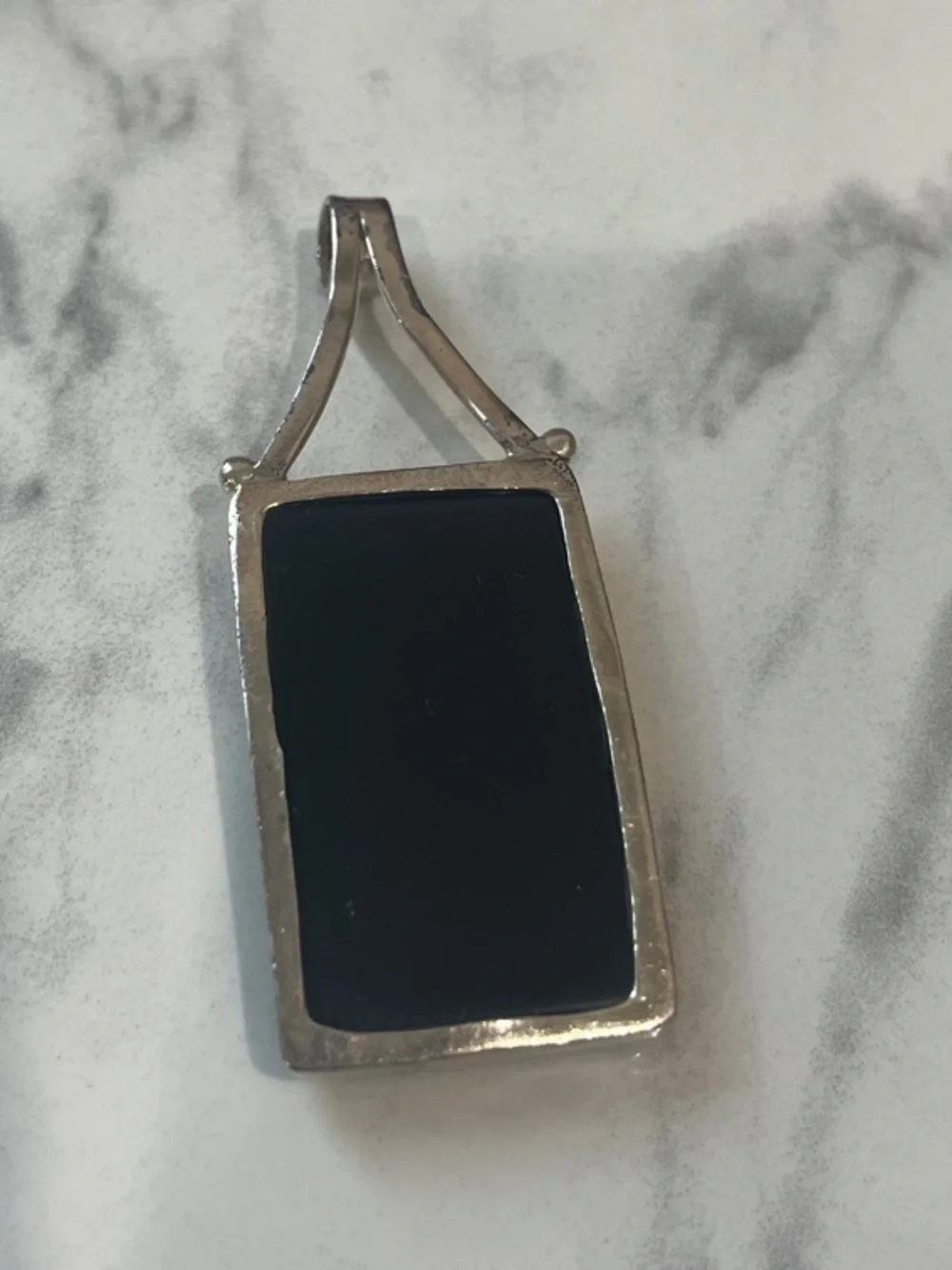 Sterling Silver Black Onyx Rectangle Pendant